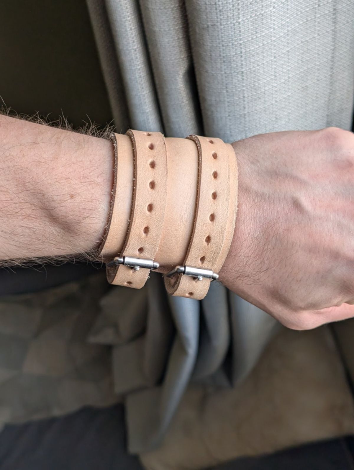Photo by Roflround on November 5, 2025 of the Northlift Belts Wrist Wraps in Unknown Natural Veg Tan.
