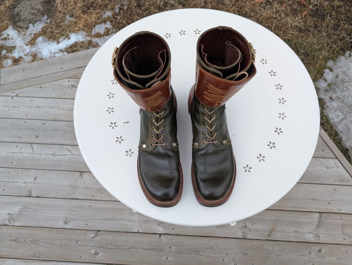 Photo by Roflround on April 5, 2026 of the Fortis Boots Custom Model in Indonesian Medium Brown Pull Up & Indonesian Olive.