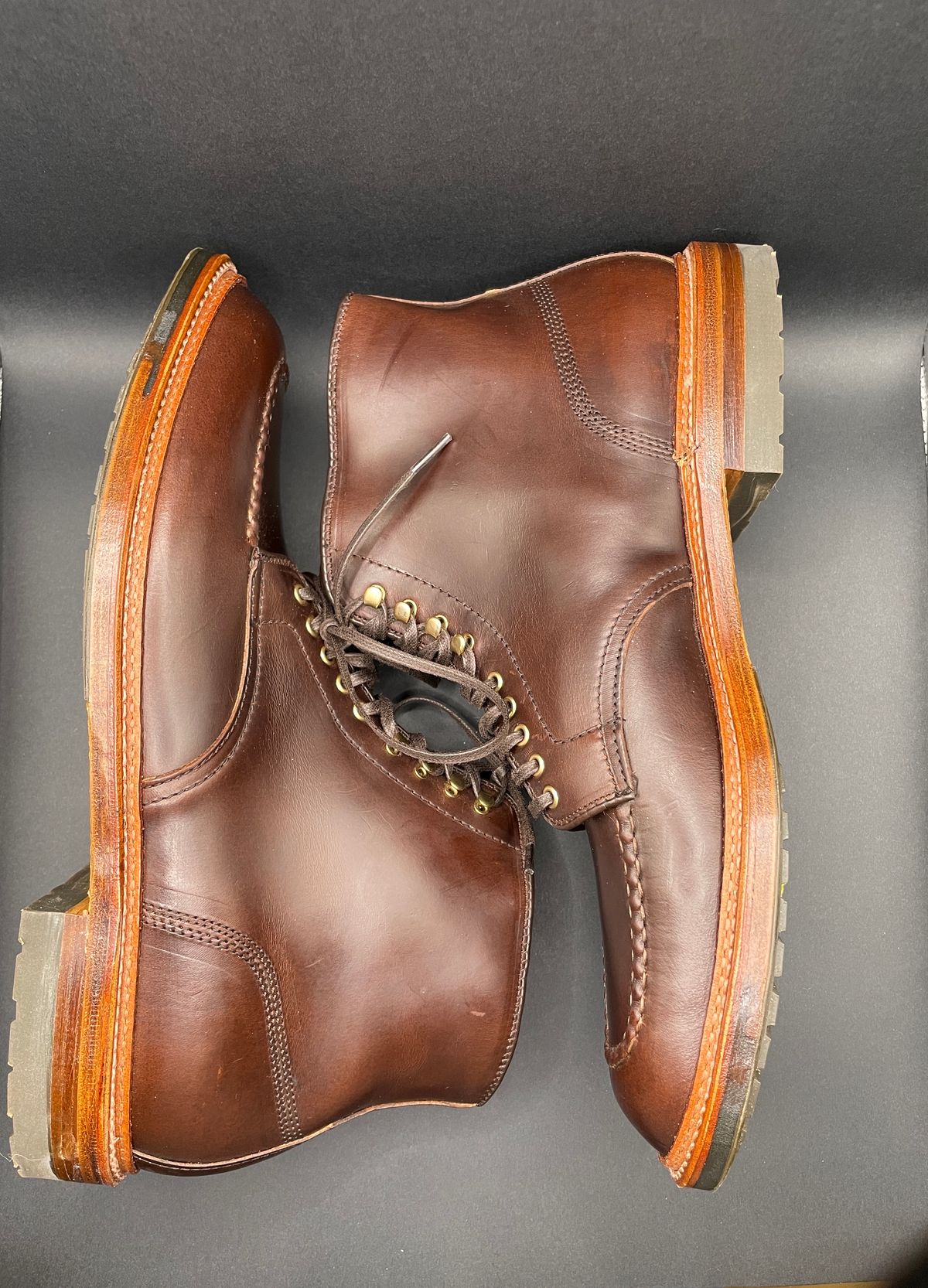 Photo by K_J_M_51 on October 1, 2023 of the Alden Indy Boot in Horween Brown Chromexcel.