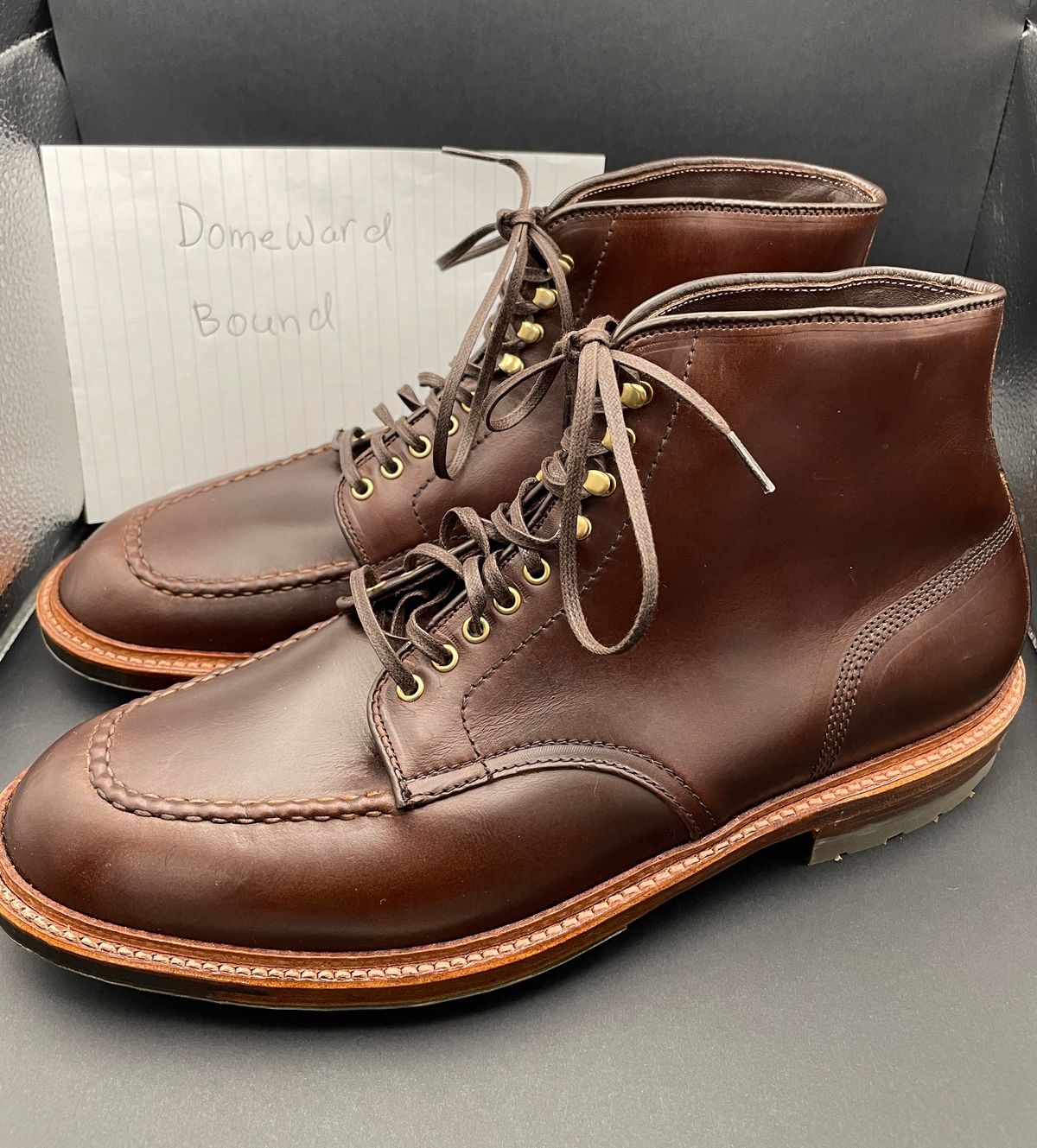 Photo by K_J_M_51 on October 1, 2023 of the Alden Indy Boot in Horween Brown Chromexcel.