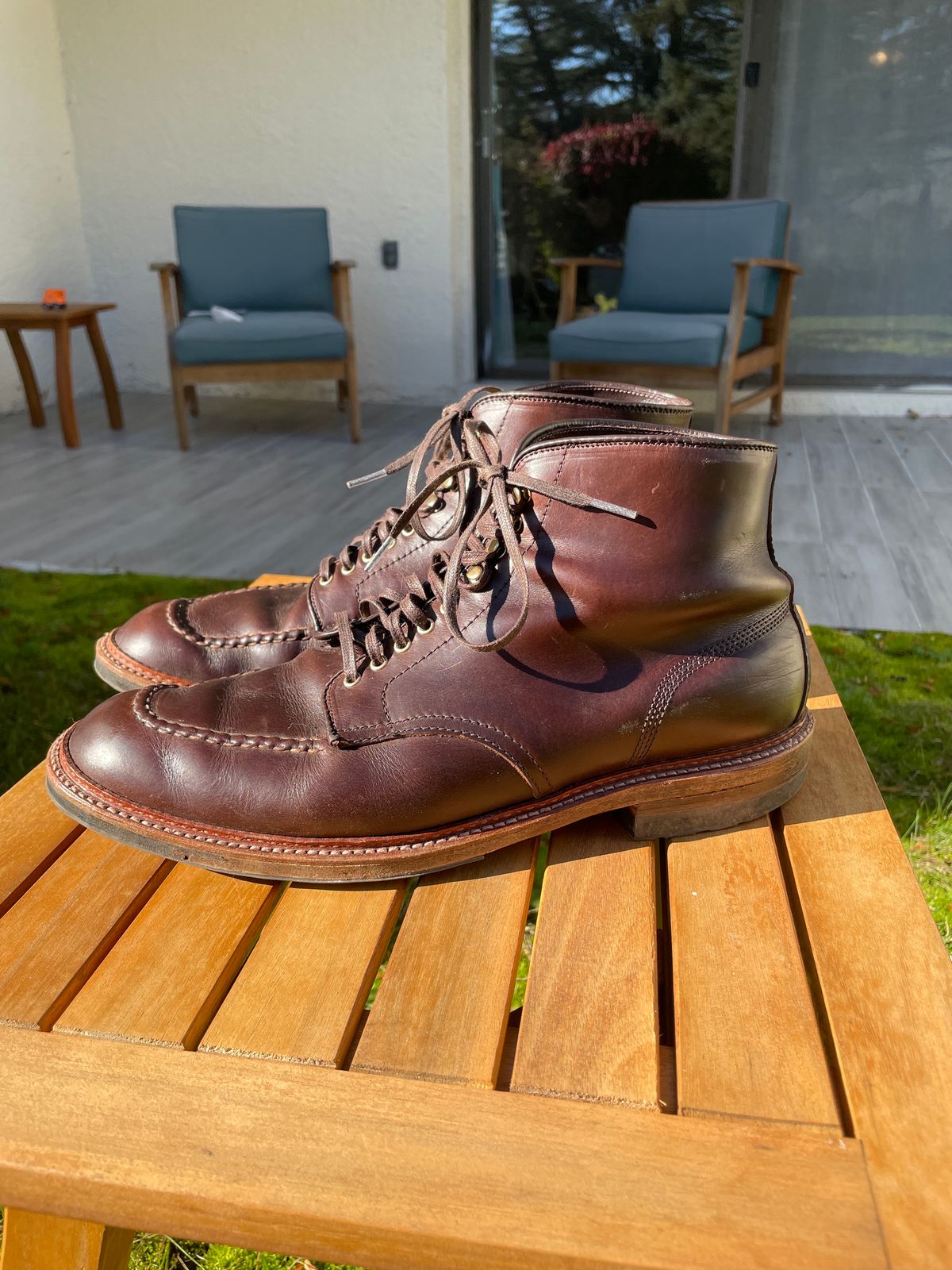 Photo by K_J_M_51 on November 3, 2023 of the Alden Indy Boot in Horween Brown Chromexcel.