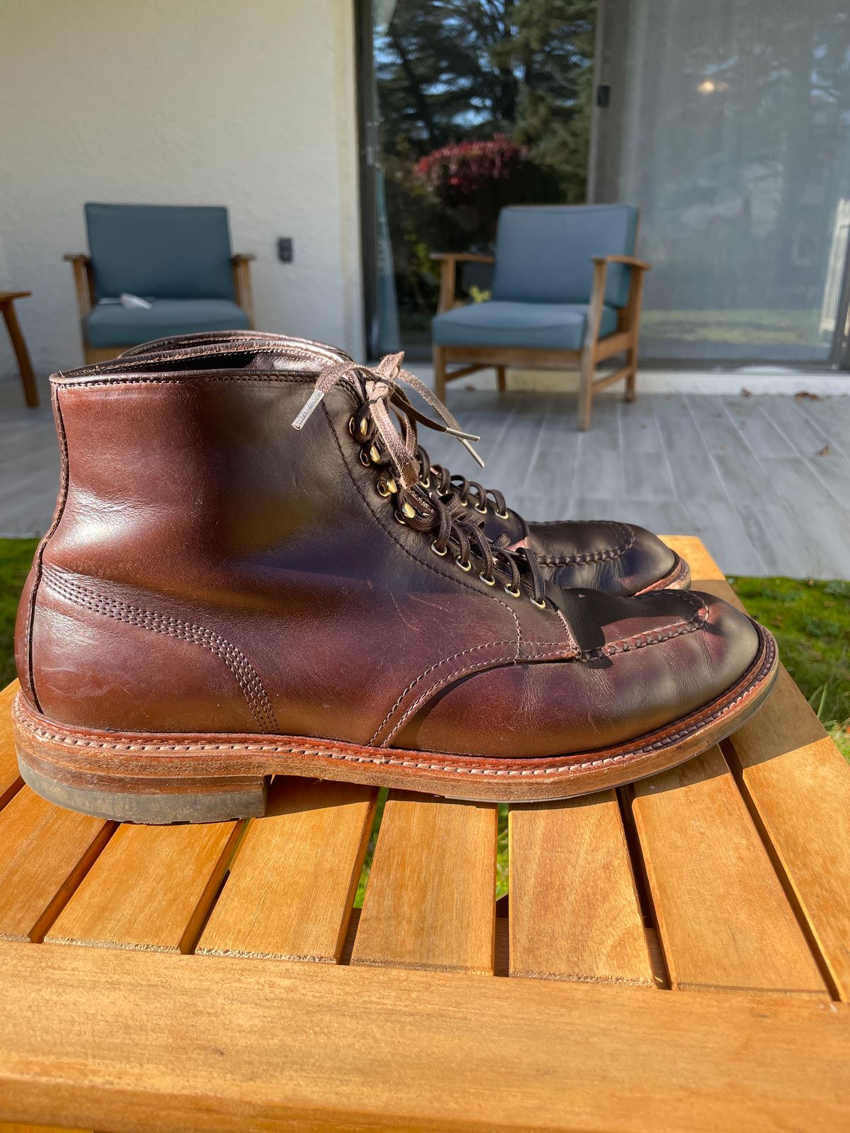Photo by K_J_M_51 on November 3, 2023 of the Alden Indy Boot in Horween Brown Chromexcel.