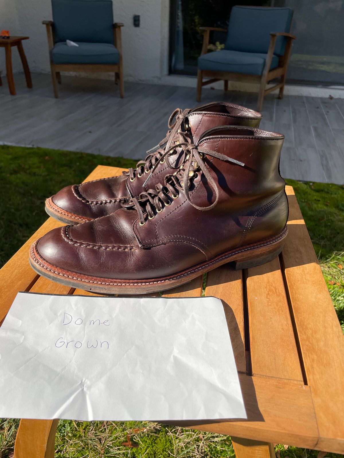 Photo by K_J_M_51 on November 3, 2023 of the Alden Indy Boot in Horween Brown Chromexcel.