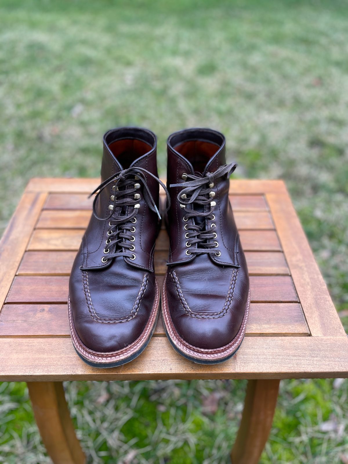 Photo by K_J_M_51 on January 3, 2024 of the Alden Indy Boot in Horween Brown Chromexcel.