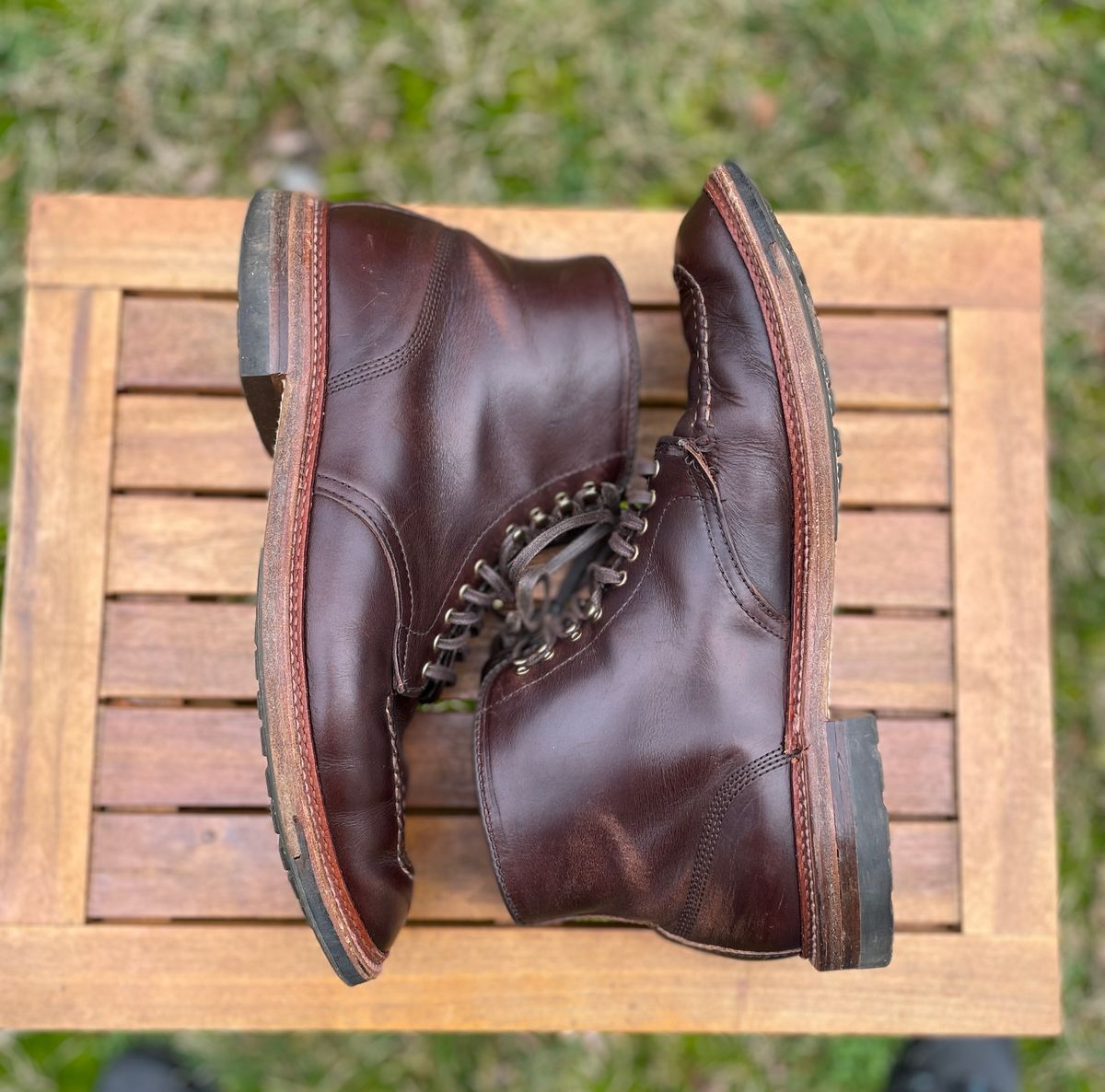 Photo by K_J_M_51 on January 3, 2024 of the Alden Indy Boot in Horween Brown Chromexcel.