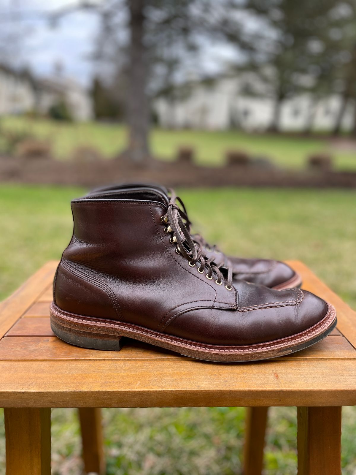 Photo by K_J_M_51 on January 3, 2024 of the Alden Indy Boot in Horween Brown Chromexcel.