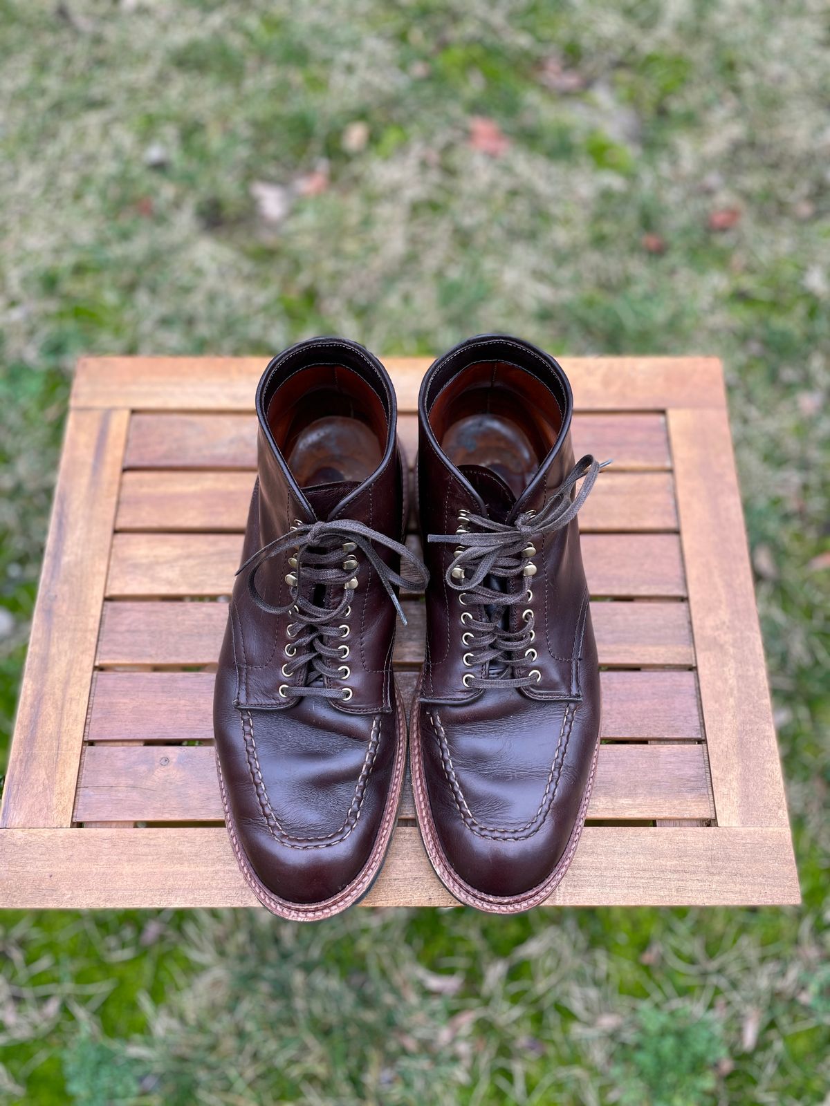 Photo by K_J_M_51 on January 3, 2024 of the Alden Indy Boot in Horween Brown Chromexcel.