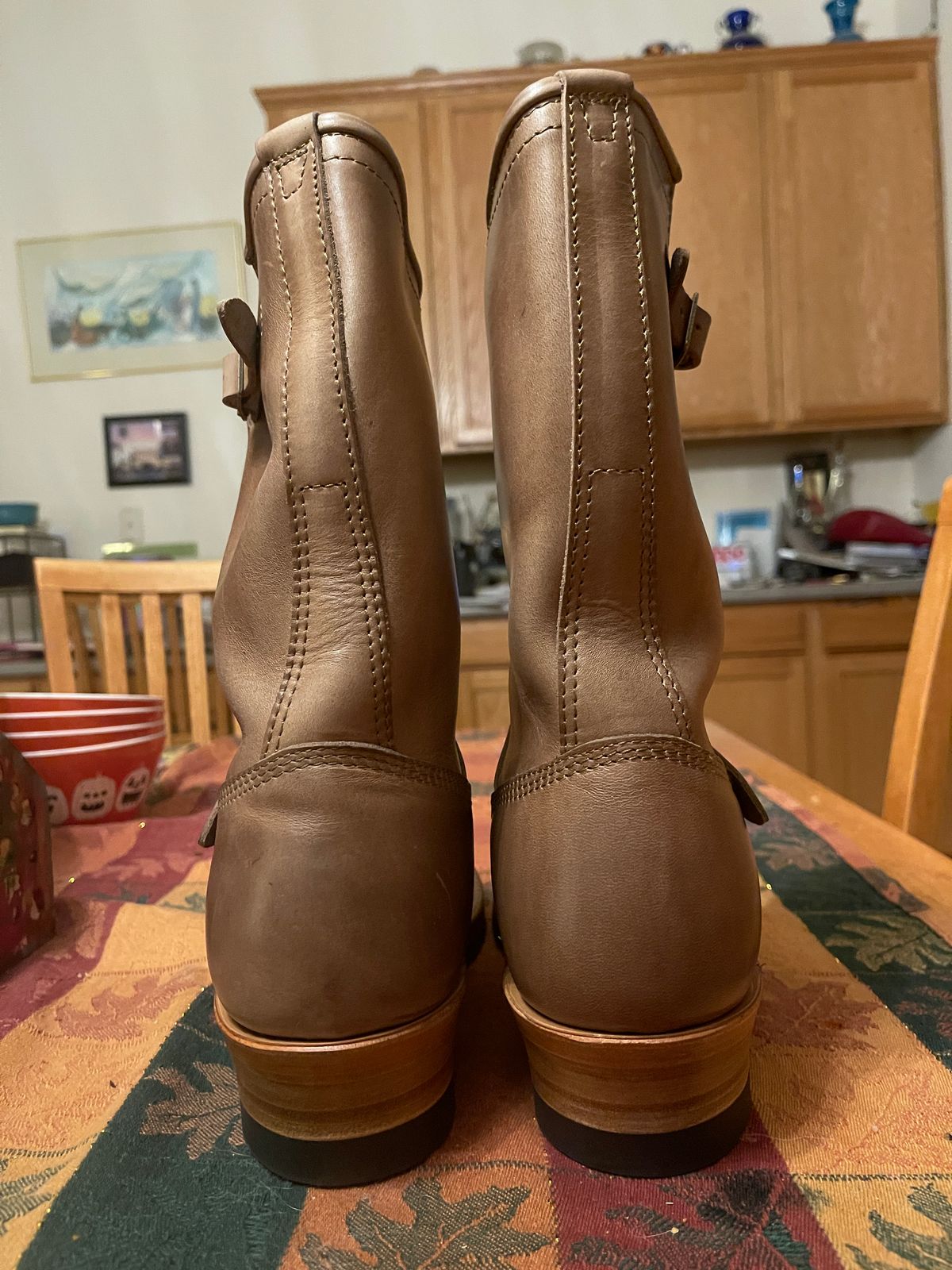 Photo by groverwear on October 1, 2022 of the John Lofgren Wabash Engineer Boots in Horween Natural Chromexcel.