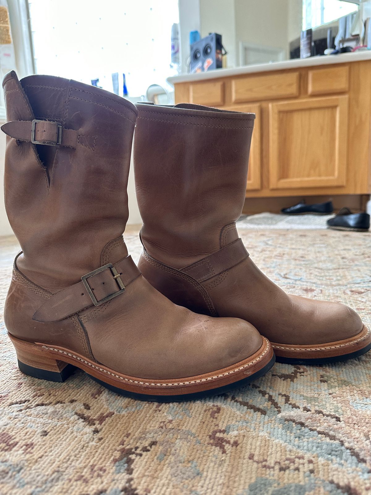 Photo by groverwear on December 4, 2022 of the John Lofgren Wabash Engineer Boots in Horween Natural Chromexcel.