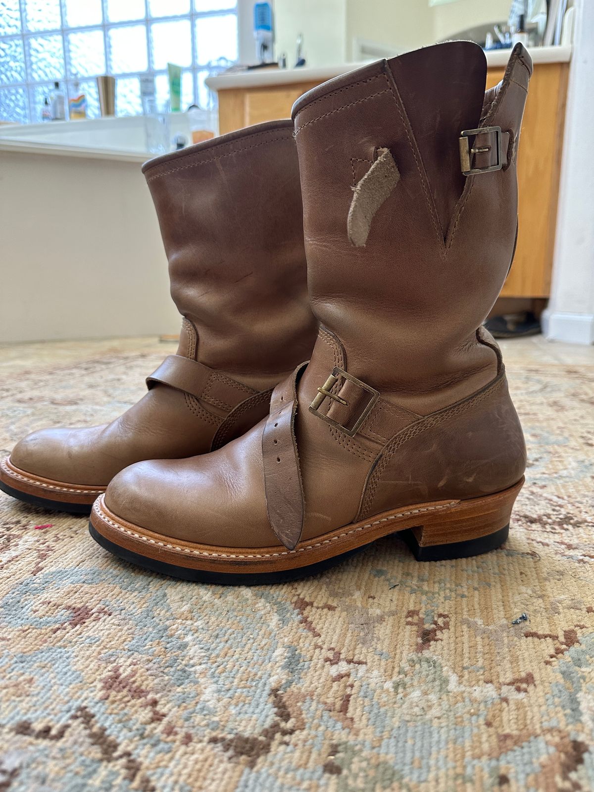 Photo by groverwear on January 5, 2023 of the John Lofgren Wabash Engineer Boots in Horween Natural Chromexcel.