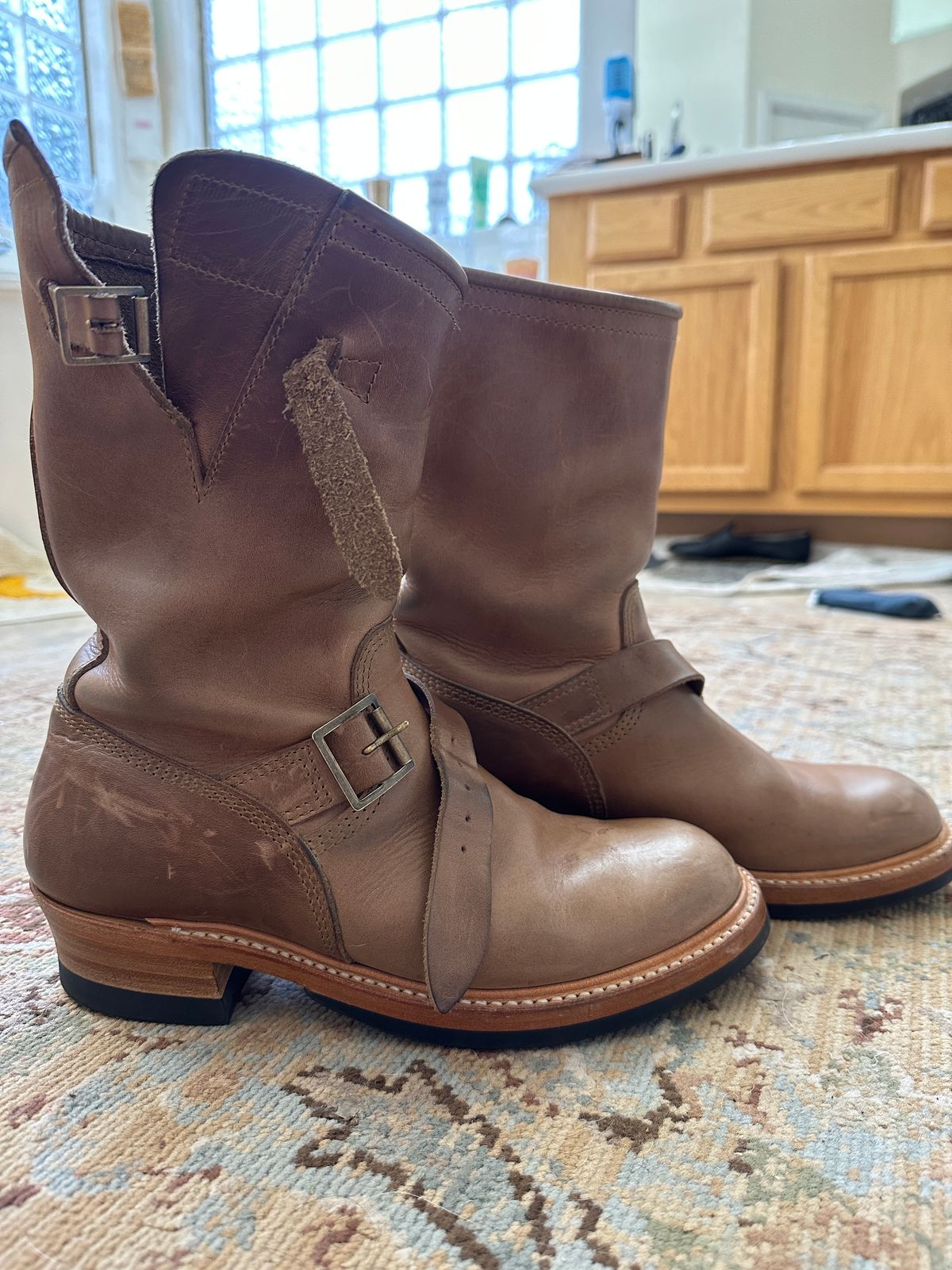Photo by groverwear on January 5, 2023 of the John Lofgren Wabash Engineer Boots in Horween Natural Chromexcel.