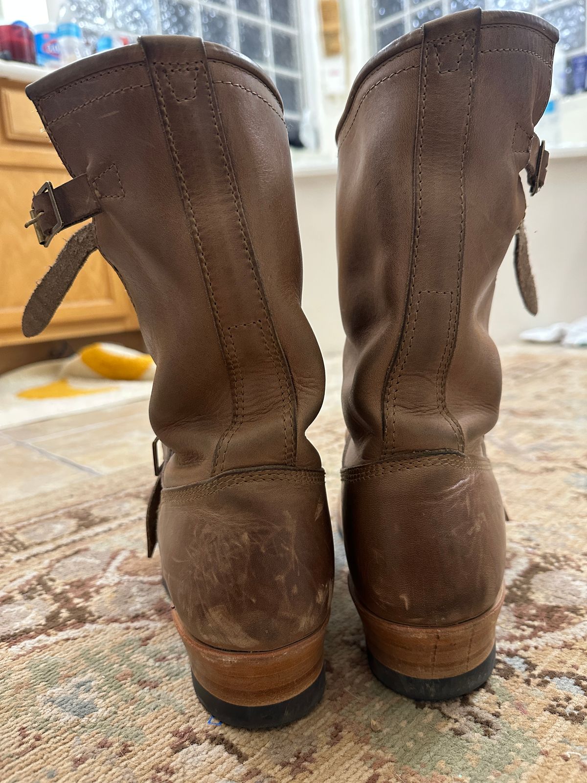 Photo by groverwear on February 6, 2023 of the John Lofgren Wabash Engineer Boots in Horween Natural Chromexcel.