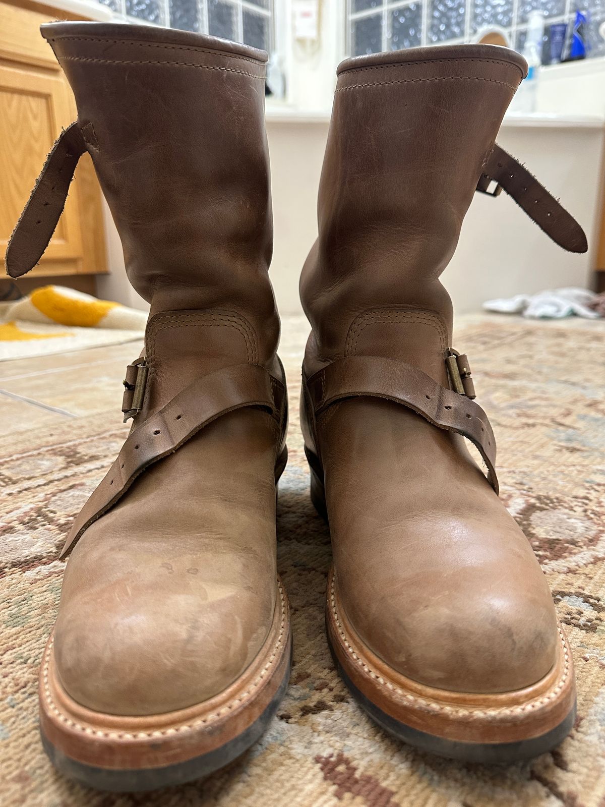 Photo by groverwear on February 6, 2023 of the John Lofgren Wabash Engineer Boots in Horween Natural Chromexcel.