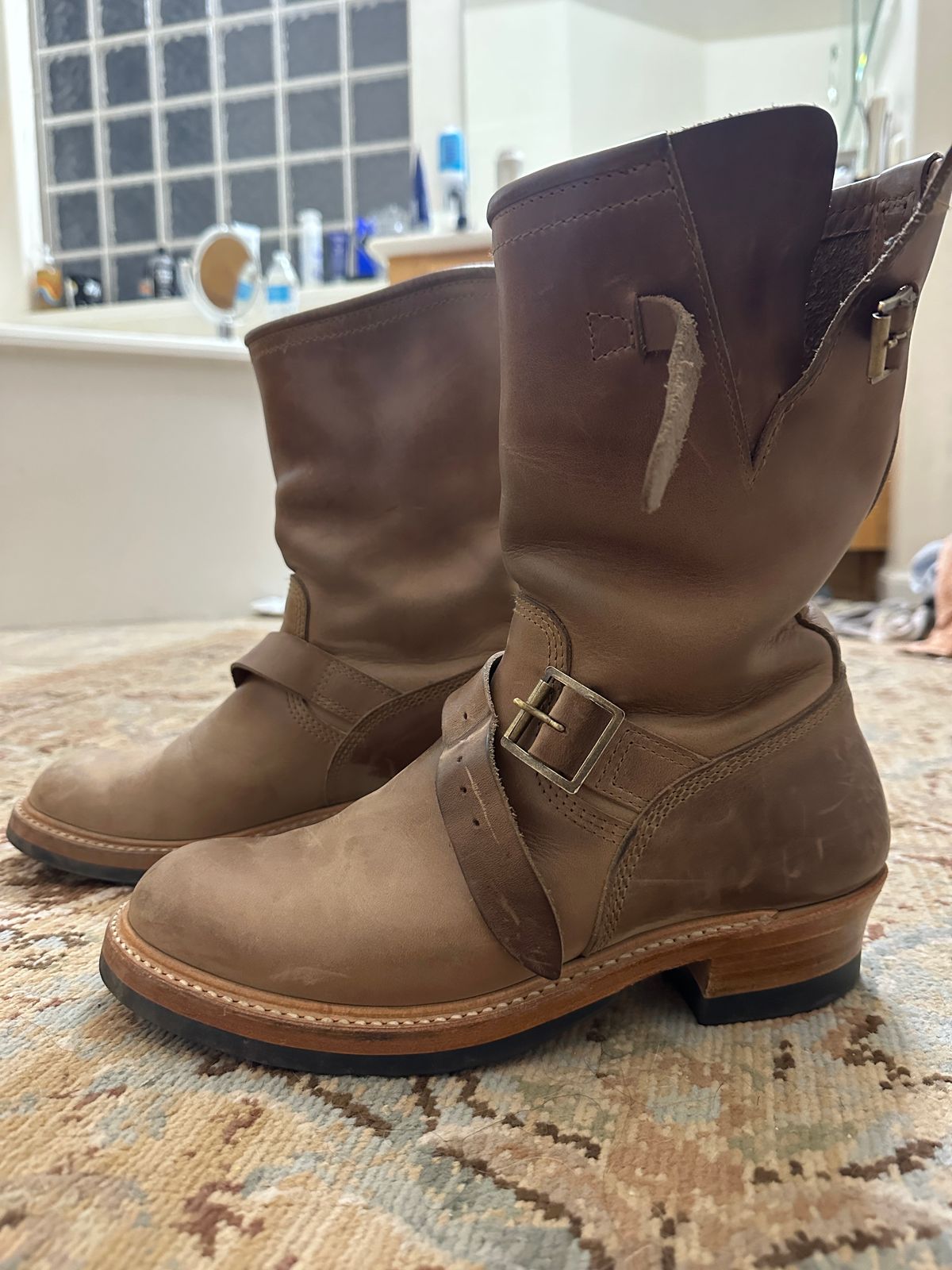 Photo by groverwear on February 6, 2023 of the John Lofgren Wabash Engineer Boots in Horween Natural Chromexcel.