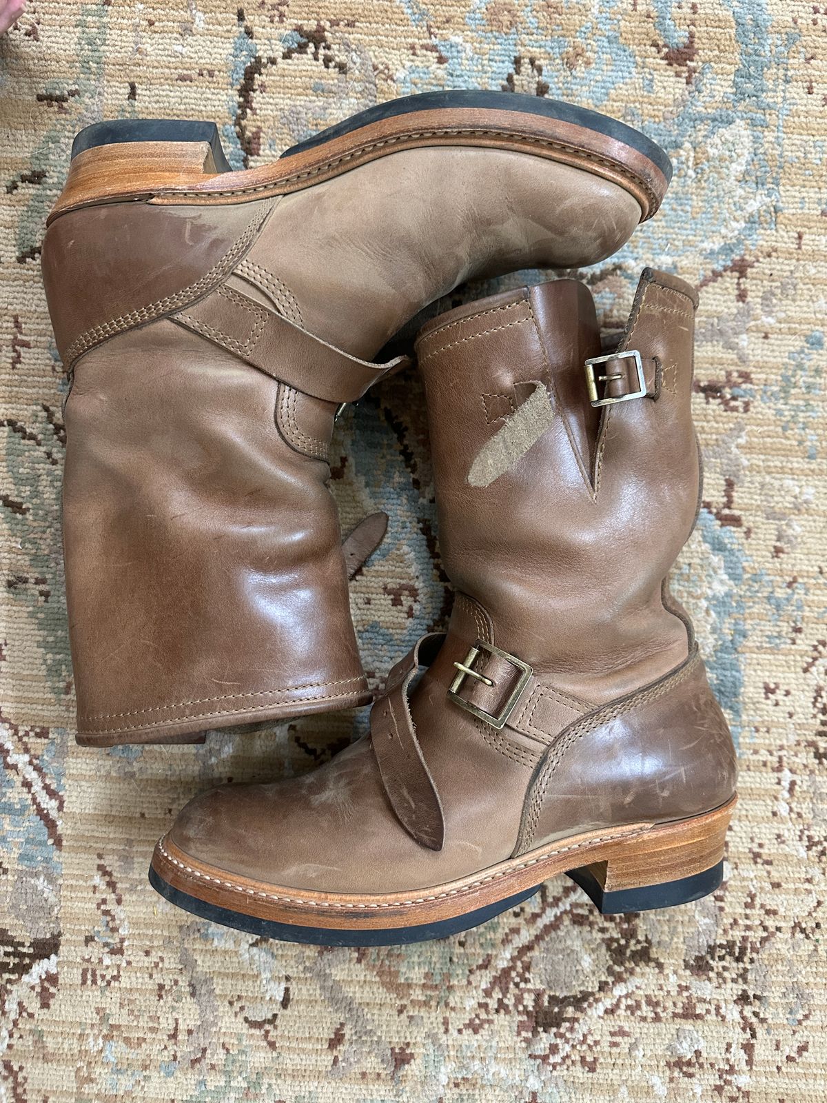 Photo by groverwear on February 6, 2023 of the John Lofgren Wabash Engineer Boots in Horween Natural Chromexcel.