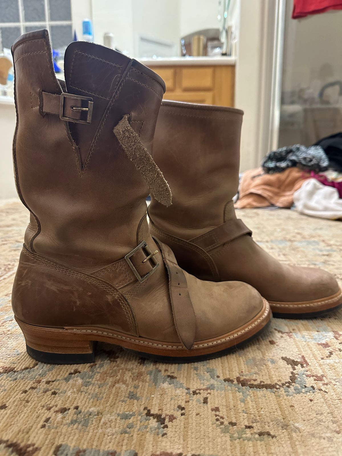Photo by groverwear on February 6, 2023 of the John Lofgren Wabash Engineer Boots in Horween Natural Chromexcel.