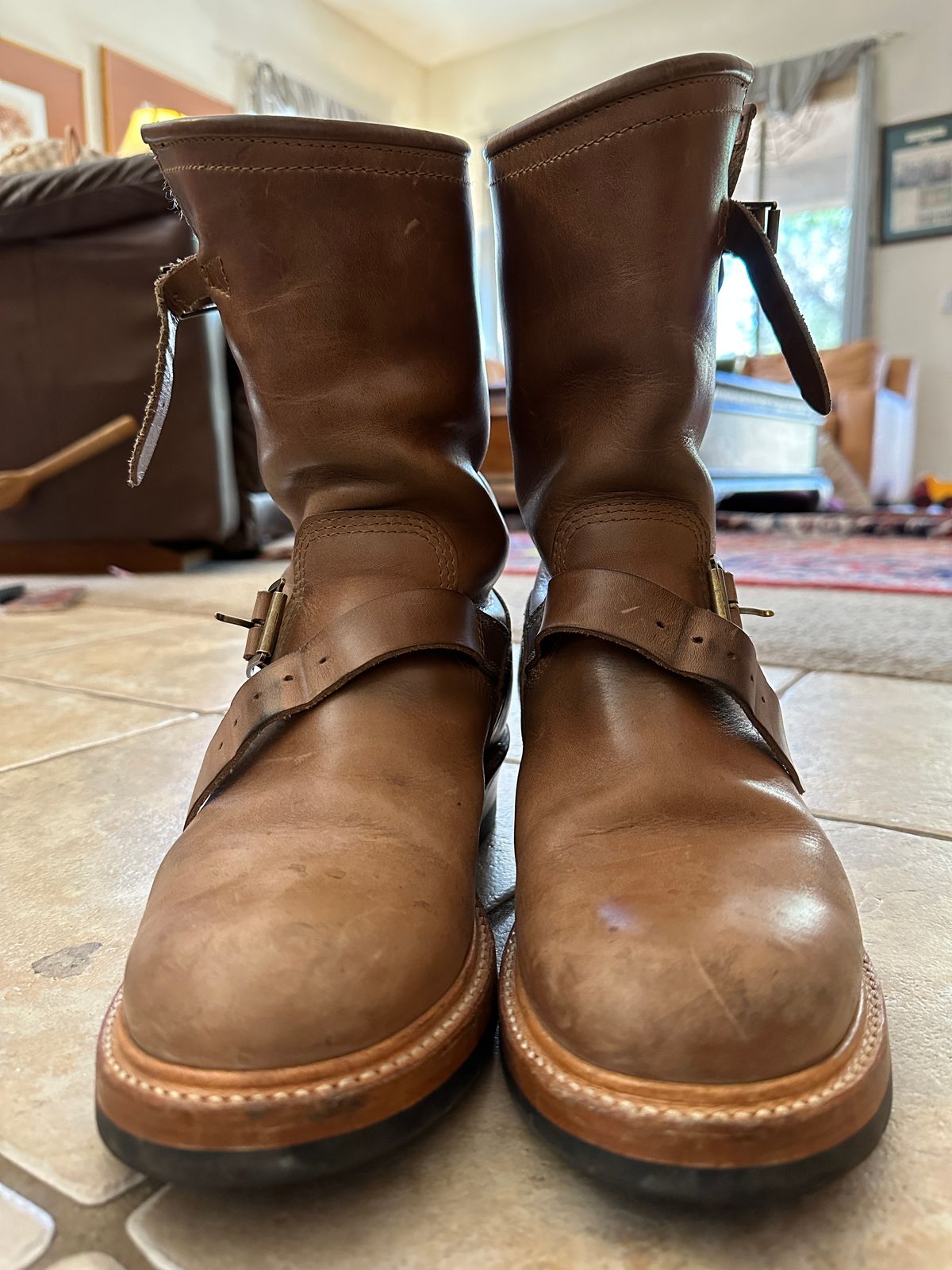 Photo by groverwear on March 4, 2023 of the John Lofgren Wabash Engineer Boots in Horween Natural Chromexcel.