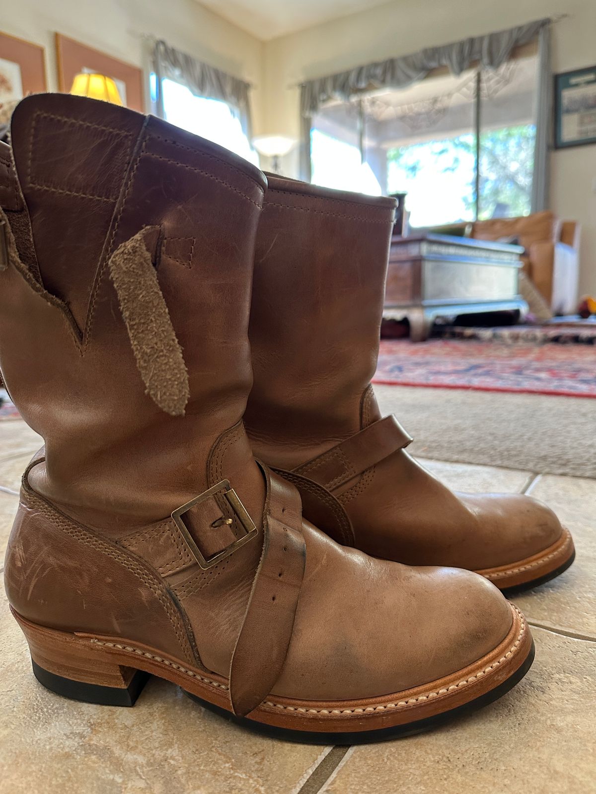 Photo by groverwear on March 4, 2023 of the John Lofgren Wabash Engineer Boots in Horween Natural Chromexcel.