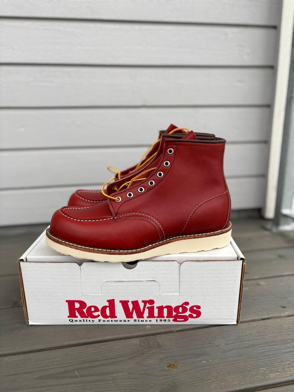 Photo by Qltyboots on October 1, 2025 of the Red Wing 6-Inch Classic Moc in S.B. Foot Oro-Russet Portage.
