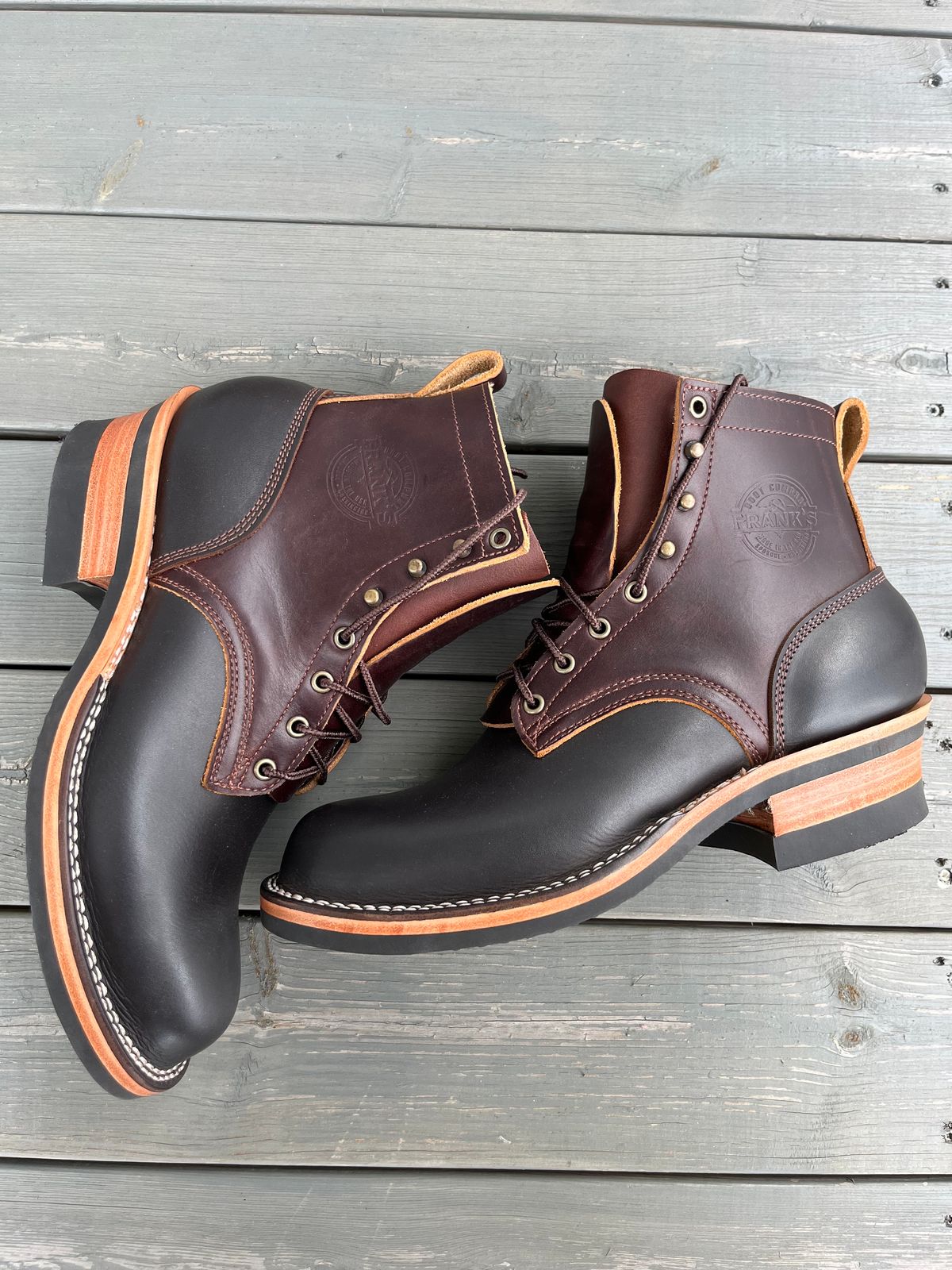 Photo by Qltyboots on October 2, 2023 of the Frank's Boots Wilshire in Seidel Mocha Oil Tan.