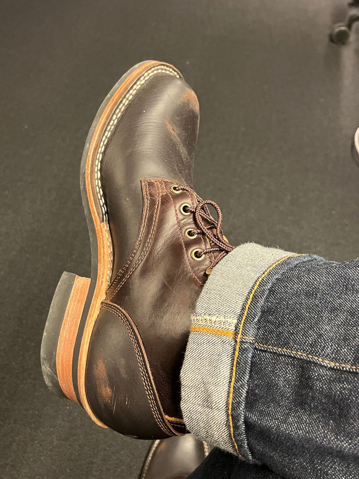 Photo by Qltyboots on December 1, 2023 of the Frank's Boots Wilshire in Seidel Mocha Oil Tan.