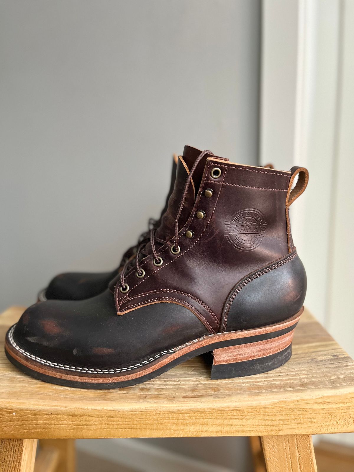 Photo by Qltyboots on December 1, 2023 of the Frank's Boots Wilshire in Seidel Mocha Oil Tan.