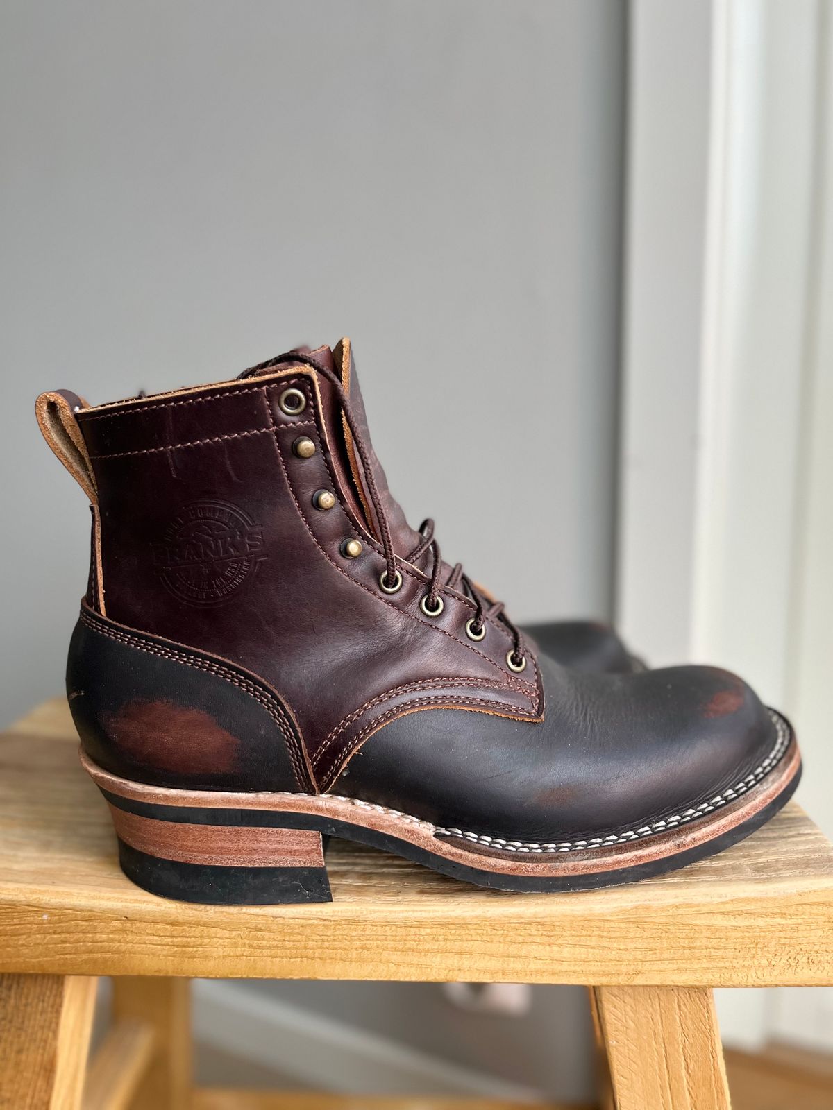 Photo by Qltyboots on December 1, 2023 of the Frank's Boots Wilshire in Seidel Mocha Oil Tan.