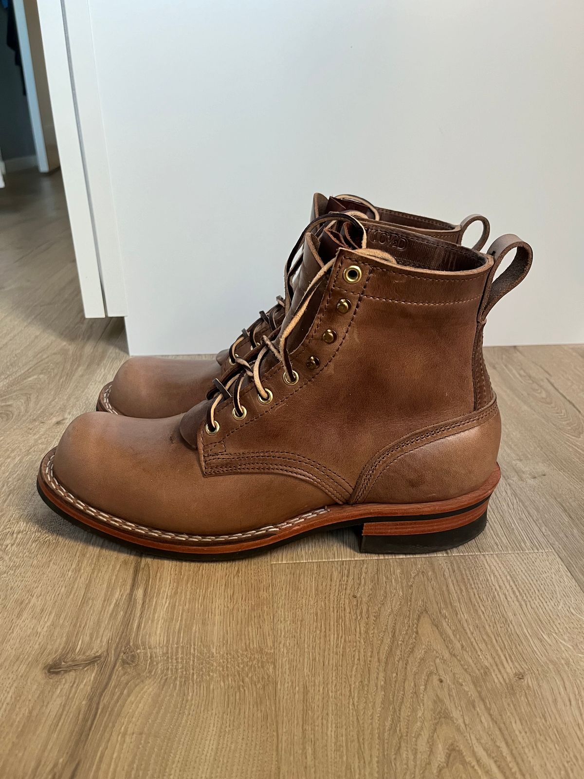 Photo by Qltyboots on November 1, 2024 of the Nicks MTO in Horween Natural Chromexcel.