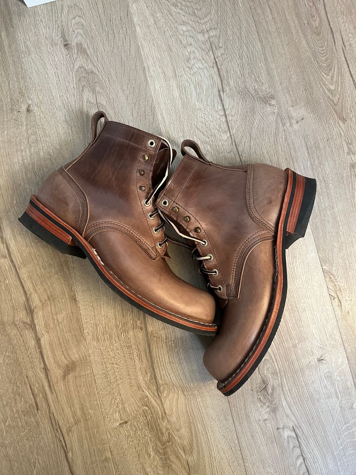 Photo by Qltyboots on November 1, 2024 of the Nicks MTO in Horween Natural Chromexcel.