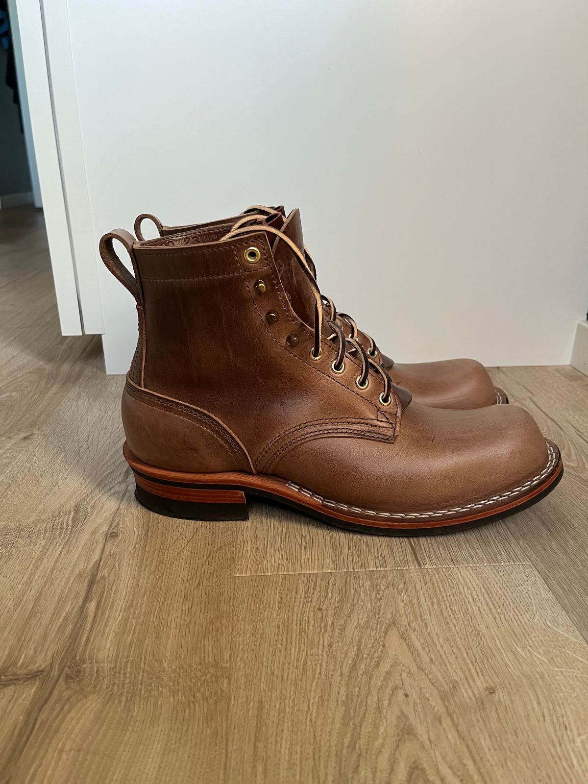 Photo by Qltyboots on November 1, 2024 of the Nicks MTO in Horween Natural Chromexcel.