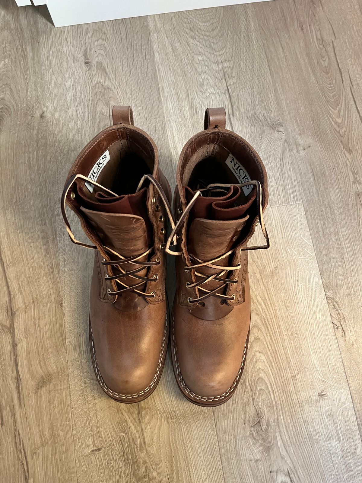 Photo by Qltyboots on November 1, 2024 of the Nicks MTO in Horween Natural Chromexcel.