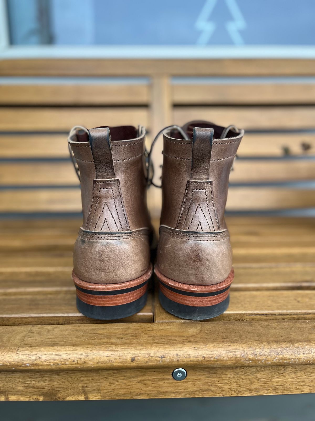 Photo by Qltyboots on December 1, 2024 of the Nicks MTO in Horween Natural Chromexcel.