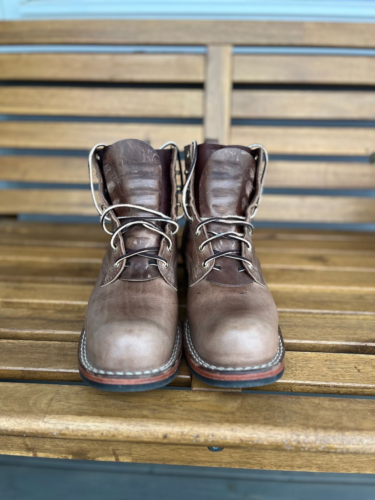 Photo by Qltyboots on December 1, 2024 of the Nicks MTO in Horween Natural Chromexcel.