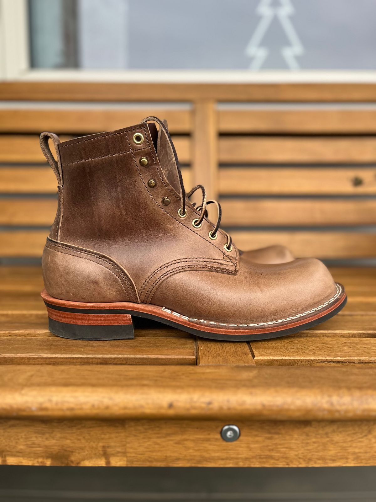 Photo by Qltyboots on December 1, 2024 of the Nicks MTO in Horween Natural Chromexcel.