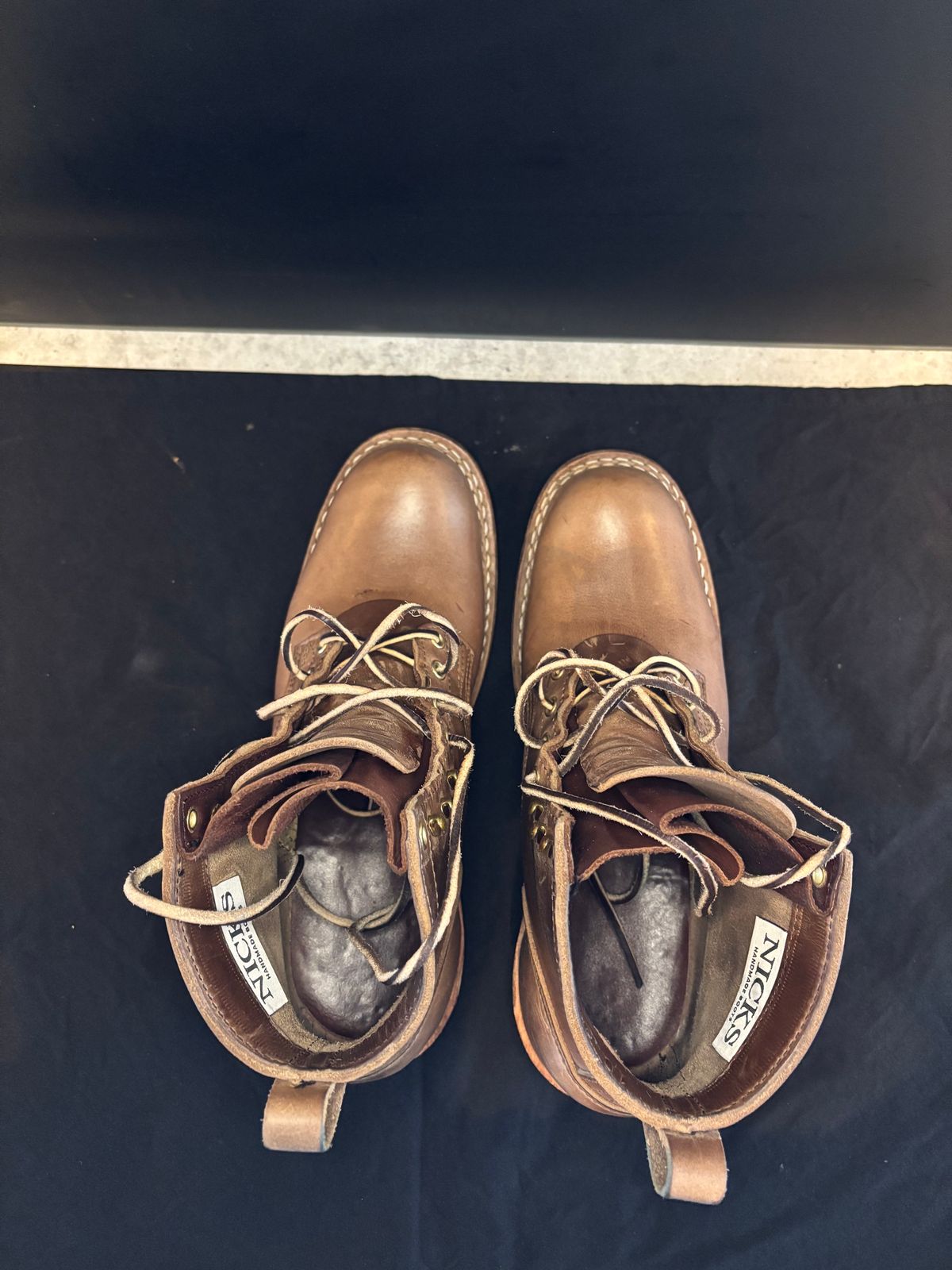 Photo by Qltyboots on January 28, 2025 of the Nicks MTO in Horween Natural Chromexcel.