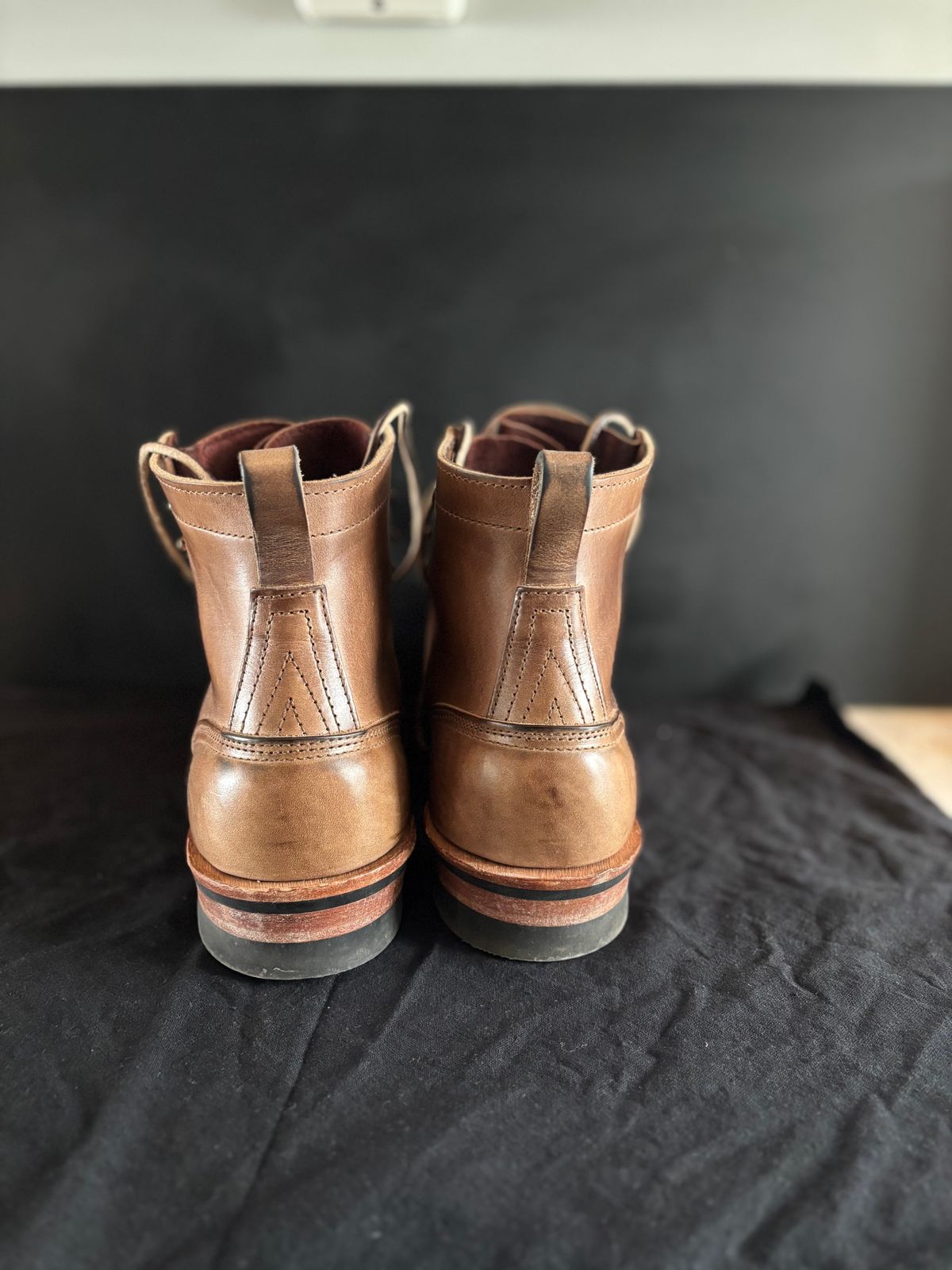 Photo by Qltyboots on March 1, 2025 of the Nicks MTO in Horween Natural Chromexcel.