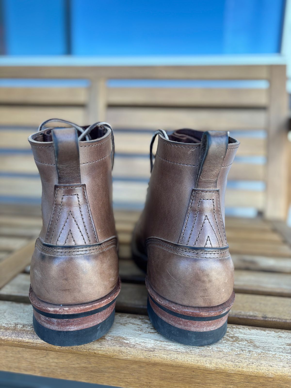 Photo by Qltyboots on April 1, 2025 of the Nicks MTO in Horween Natural Chromexcel.