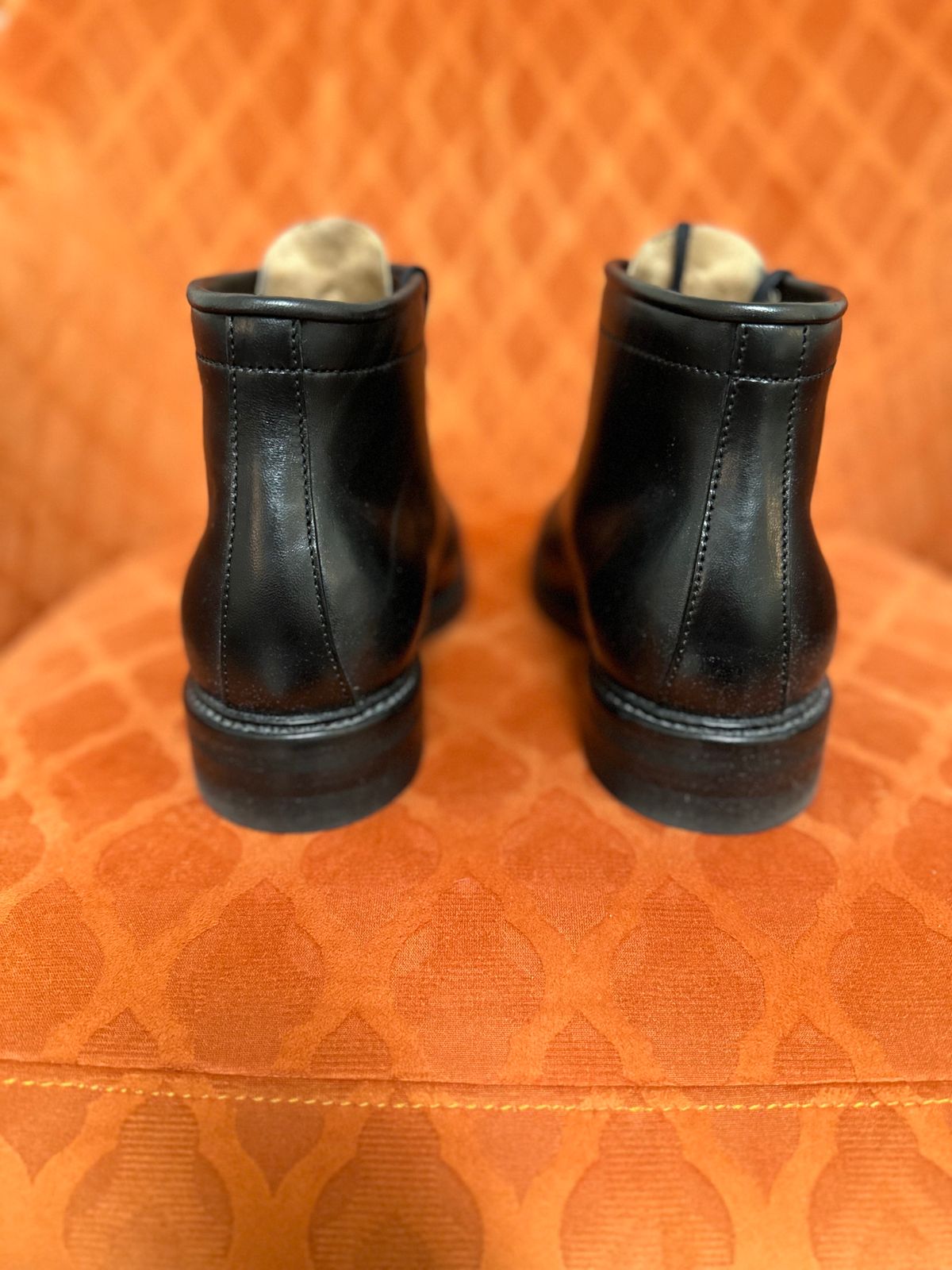 Photo by Oncomingstorm on January 3, 2024 of the Flame Panda Service Boot in Maryam Natural Horsebutt Overdyed Brown then Black.