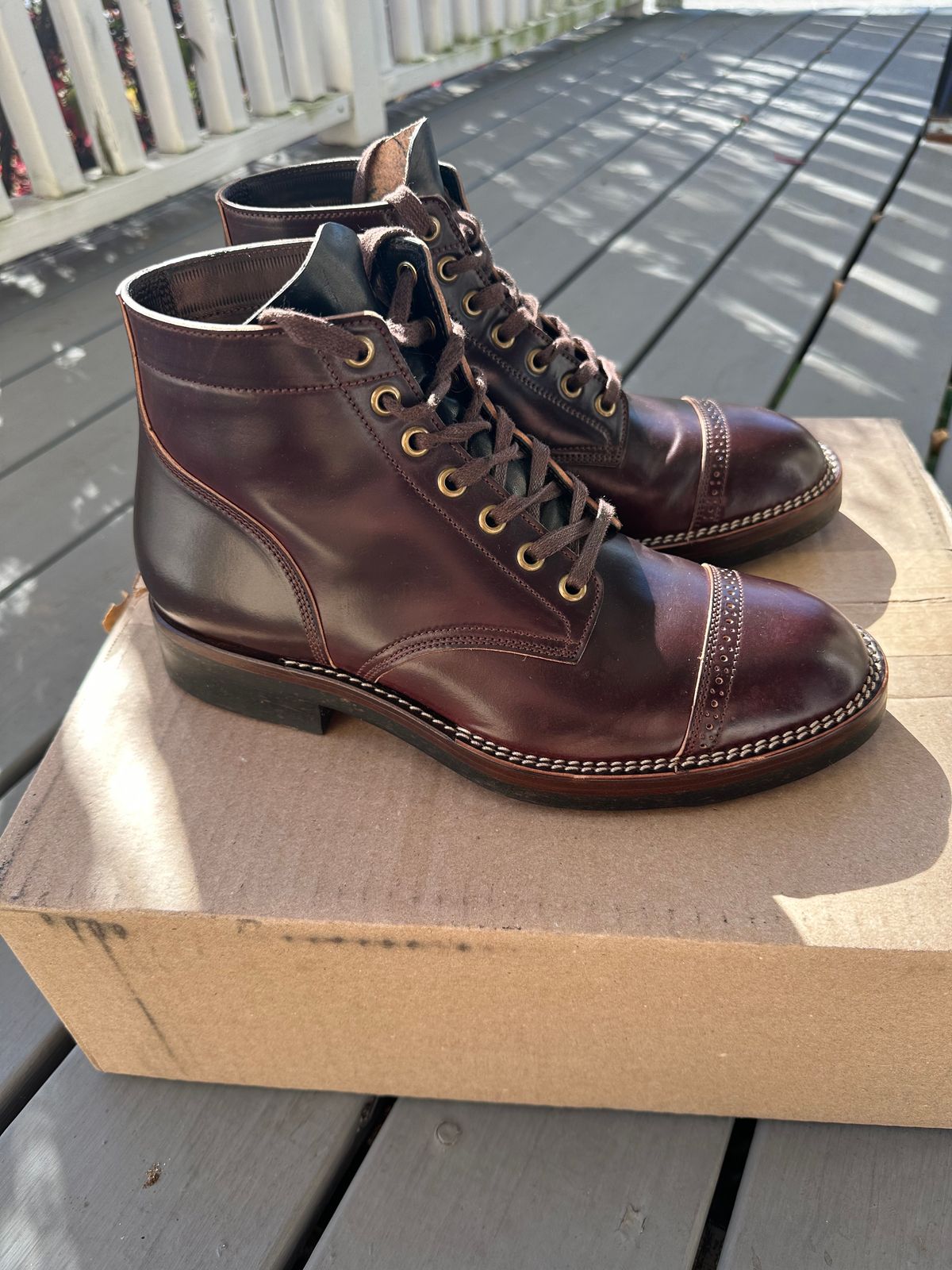 Photo by Oncomingstorm on November 3, 2024 of the Onderhoud SVC03 Service Boot in Horween Color 8 Shell Cordovan & Wickett & Craig Black Milled Traditional Harness.
