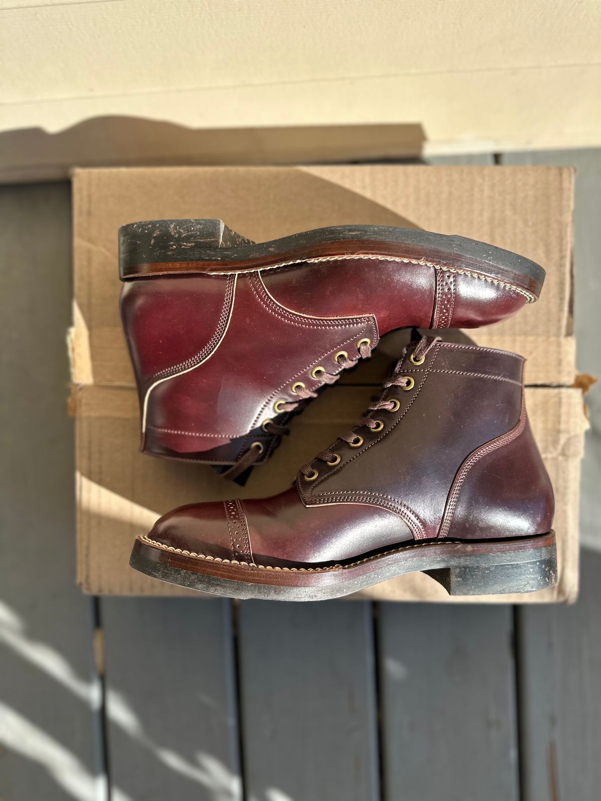 Photo by Oncomingstorm on November 3, 2024 of the Onderhoud SVC03 Service Boot in Horween Color 8 Shell Cordovan & Wickett & Craig Black Milled Traditional Harness.