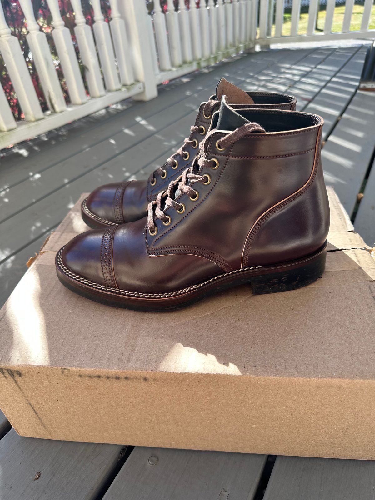 Photo by Oncomingstorm on November 3, 2024 of the Onderhoud SVC03 Service Boot in Horween Color 8 Shell Cordovan & Wickett & Craig Black Milled Traditional Harness.