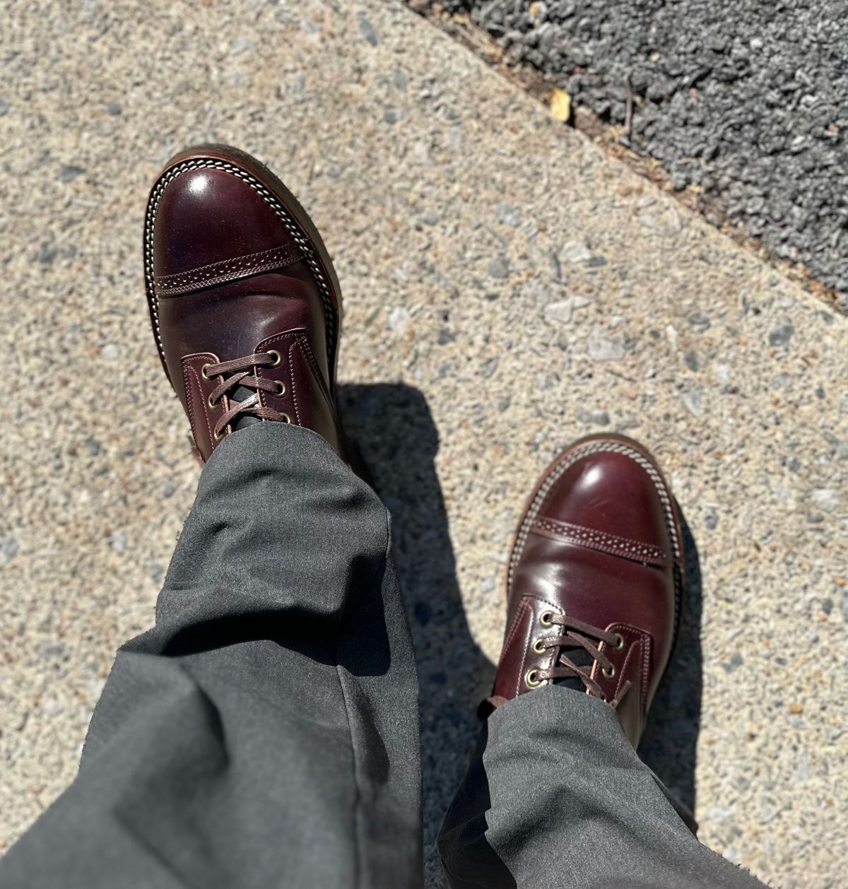 Photo by Oncomingstorm on November 7, 2024 of the Onderhoud SVC03 Service Boot in Horween Color 8 Shell Cordovan & Wickett & Craig Black Milled Traditional Harness.