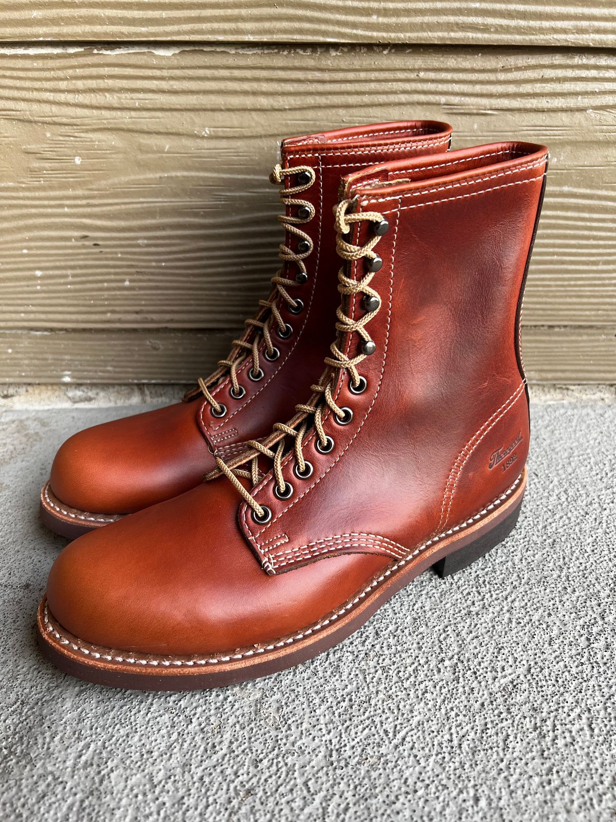 Photo by central209 on October 15, 2024 of the Thorogood 1892 Tomahawk Boot in Horween Cognac Chromexcel.