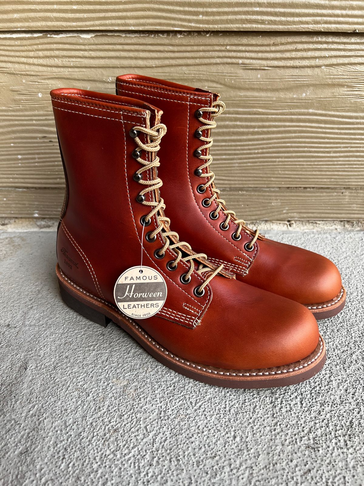 Photo by central209 on October 15, 2024 of the Thorogood 1892 Tomahawk Boot in Horween Cognac Chromexcel.