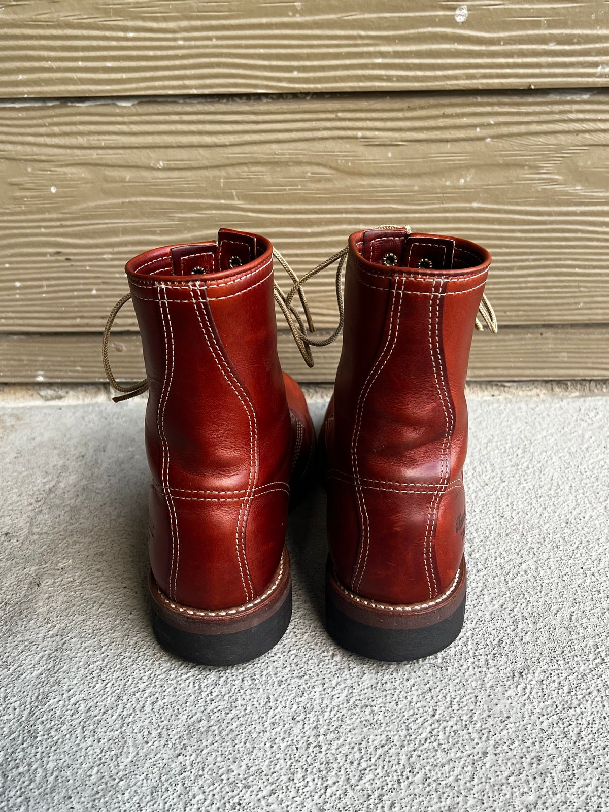Photo by central209 on November 5, 2024 of the Thorogood 1892 Tomahawk Boot in Horween Cognac Chromexcel.