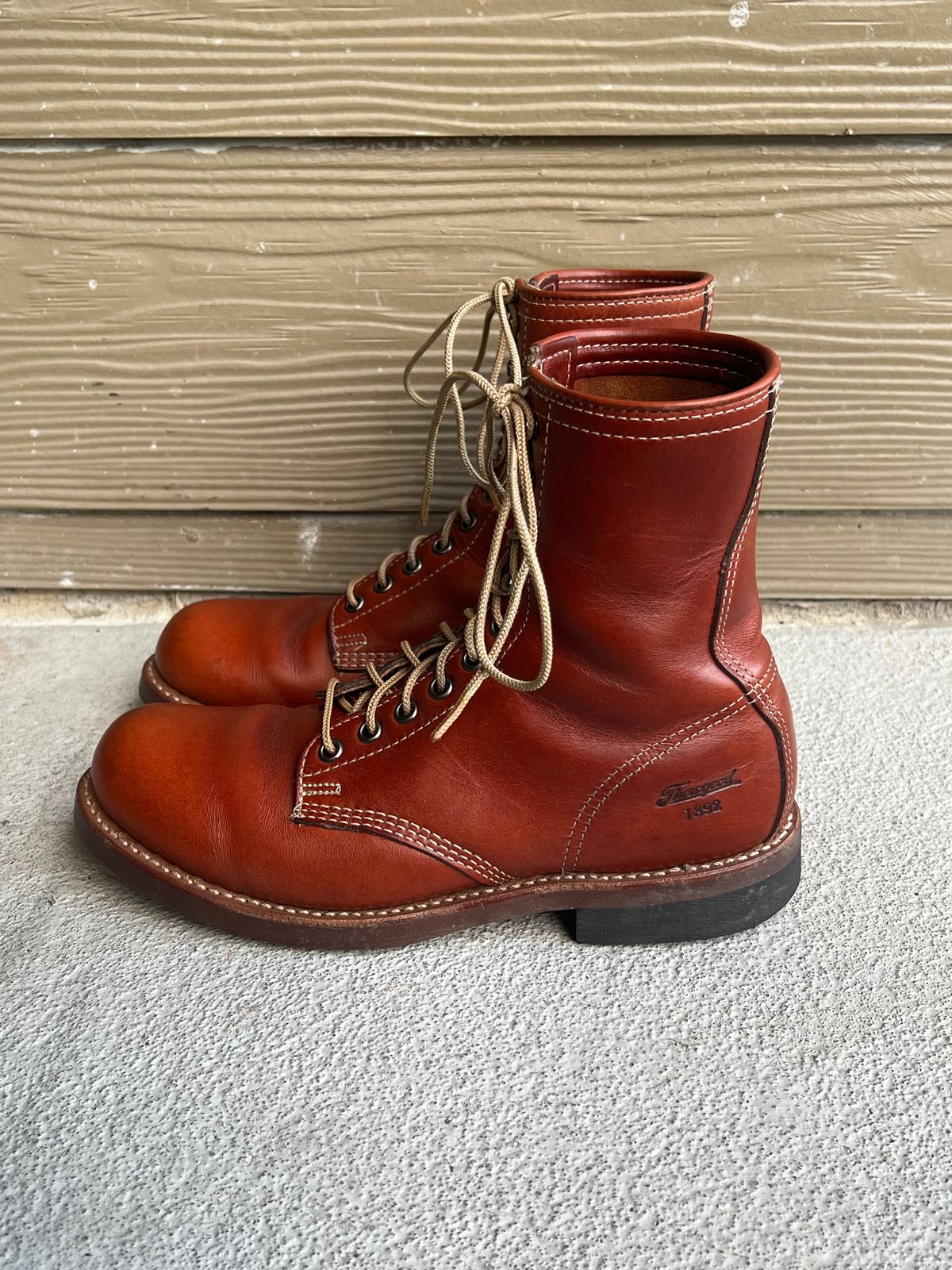 Photo by central209 on November 5, 2024 of the Thorogood 1892 Tomahawk Boot in Horween Cognac Chromexcel.