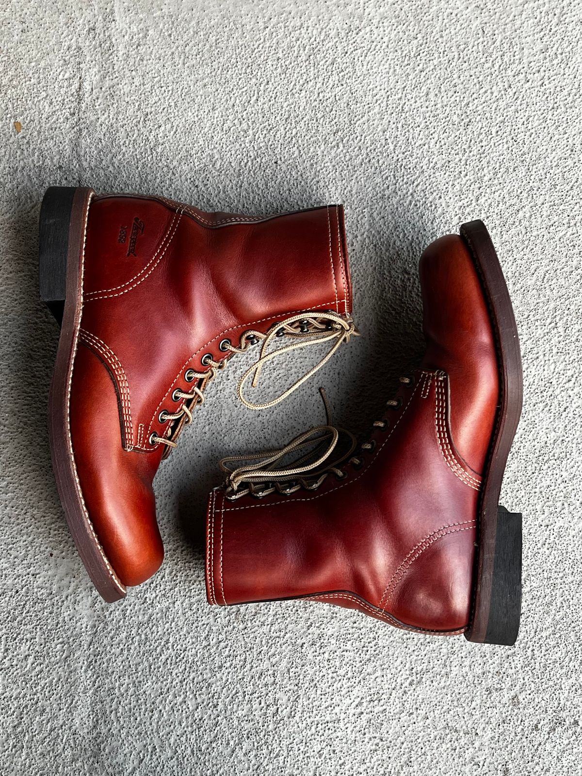 Photo by central209 on November 5, 2024 of the Thorogood 1892 Tomahawk Boot in Horween Cognac Chromexcel.