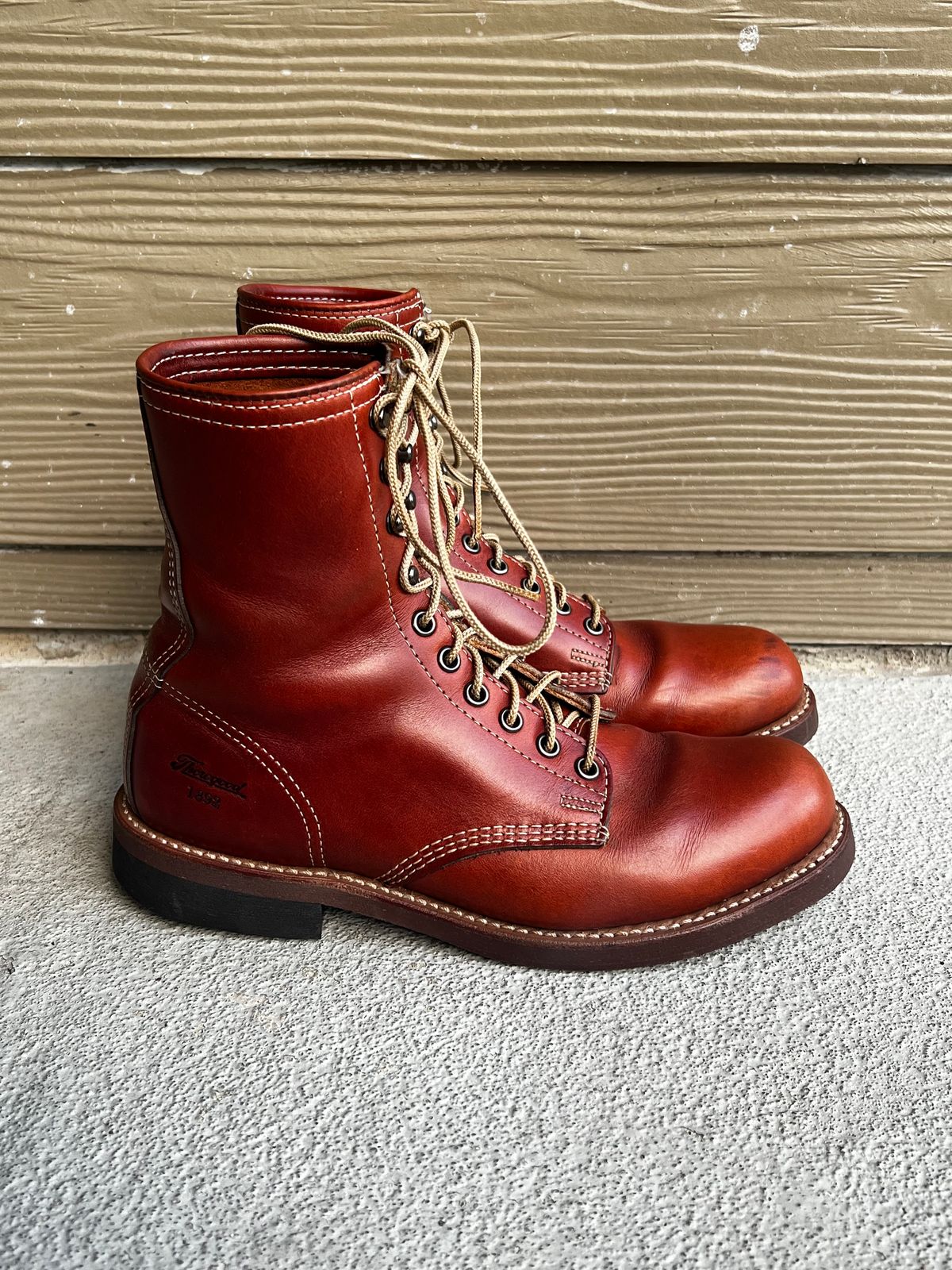 Photo by central209 on November 5, 2024 of the Thorogood 1892 Tomahawk Boot in Horween Cognac Chromexcel.