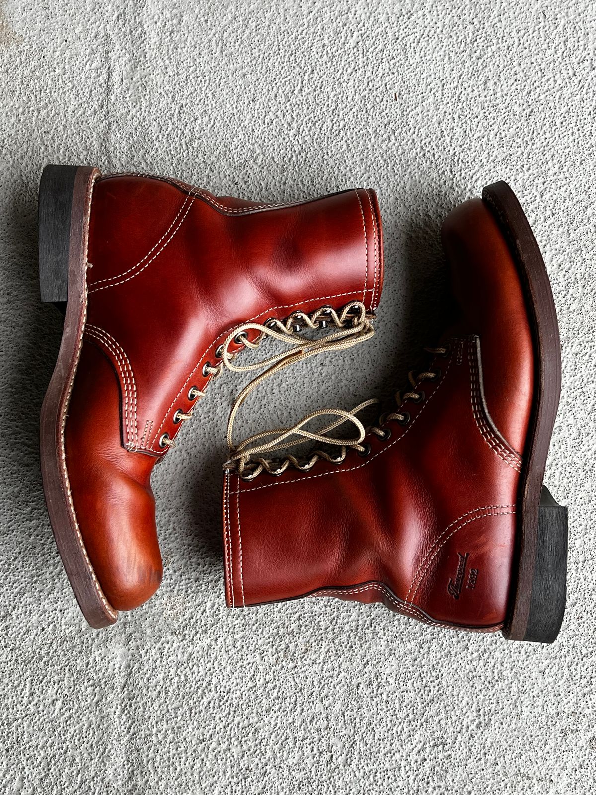 Photo by central209 on December 5, 2024 of the Thorogood 1892 Tomahawk Boot in Horween Cognac Chromexcel.