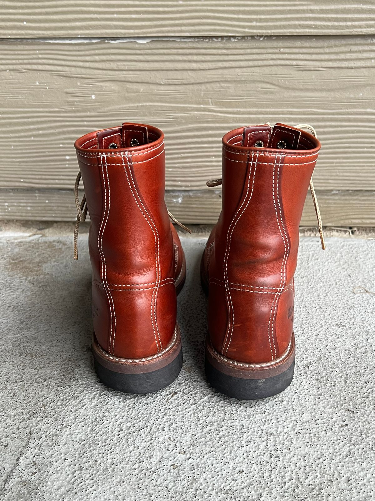 Photo by central209 on January 5, 2025 of the Thorogood 1892 Tomahawk Boot in Horween Cognac Chromexcel.